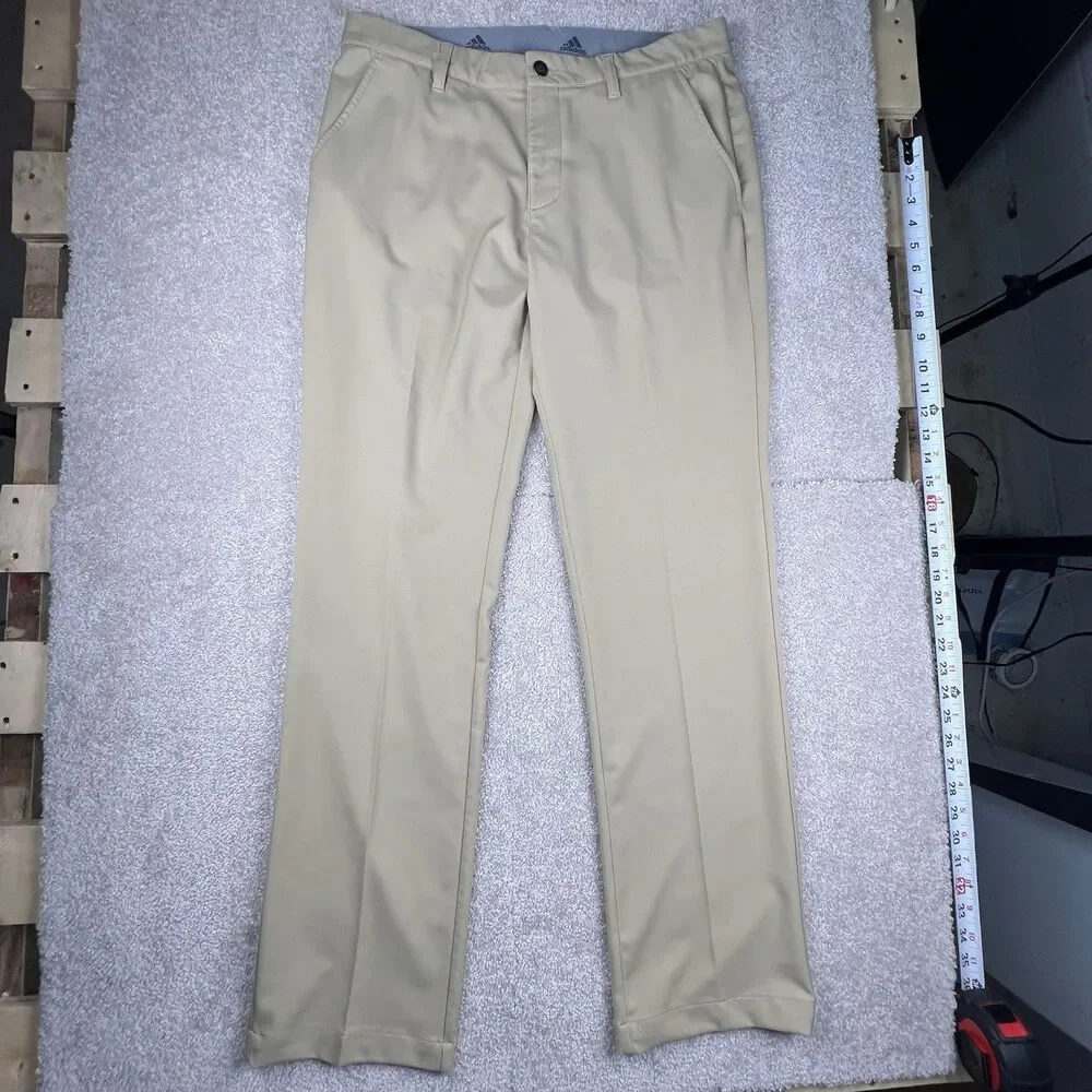 Adidas Golf Pants Mens 32x32 Flat Front‎ Beige Straight Leg Stretch